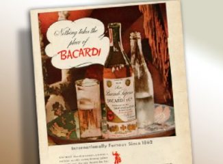 Brand identity represented by vintage branding example of old Bacardi rum ad