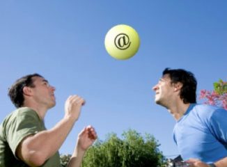 Email Response Rates and Bounces represented by two men playing catch