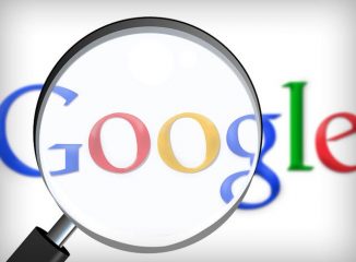 Semantic search represented by a magnifying glass on the Google logo