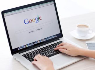 using semantic search start with entering search terms in Google on a computer like the one shown here