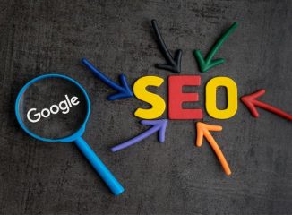 Google’s RankBrain represented by a Google magnifying glass focusing on SEO